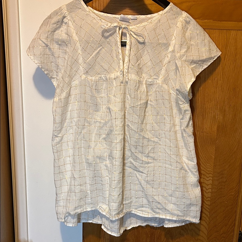 GAP Cream Checkered Blouse
